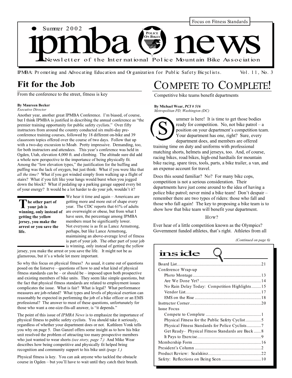 IPMBA News Vol. 11 No. 3 Summer 2002