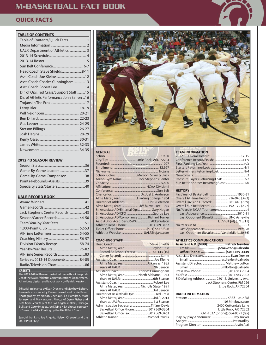 2013-14 UALR MBB Fact Book.Indd