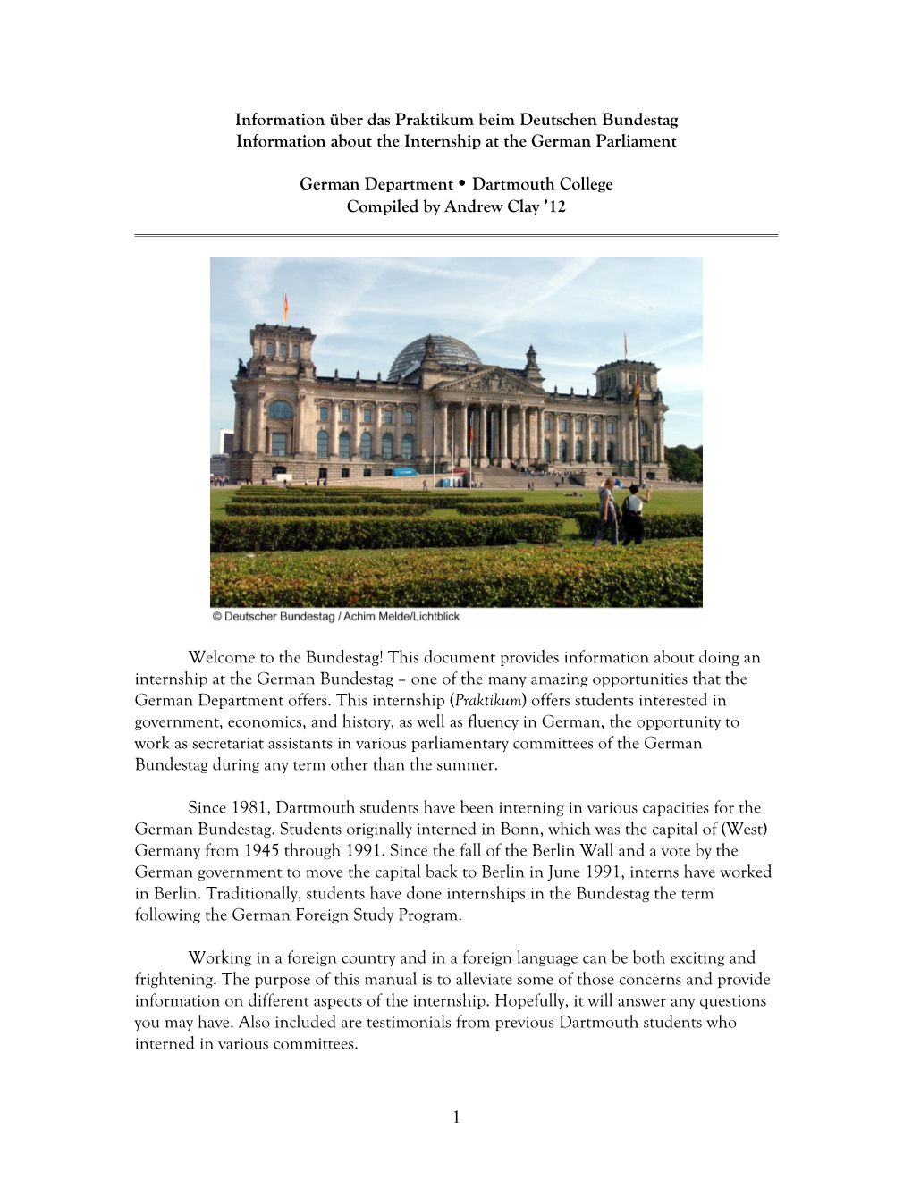 Bundestag Internship Manual