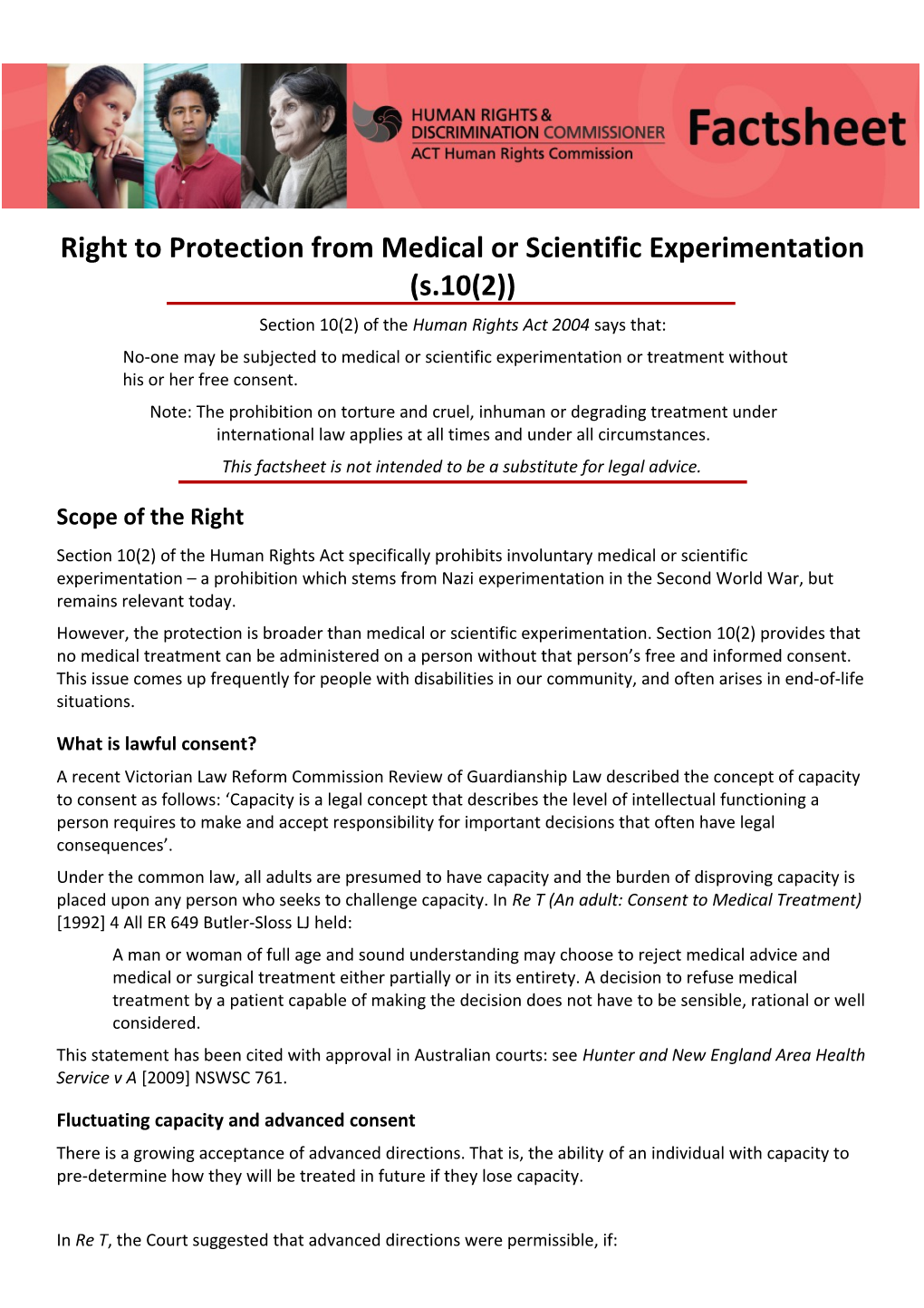 Protection from Medical/Scientific Experimentation