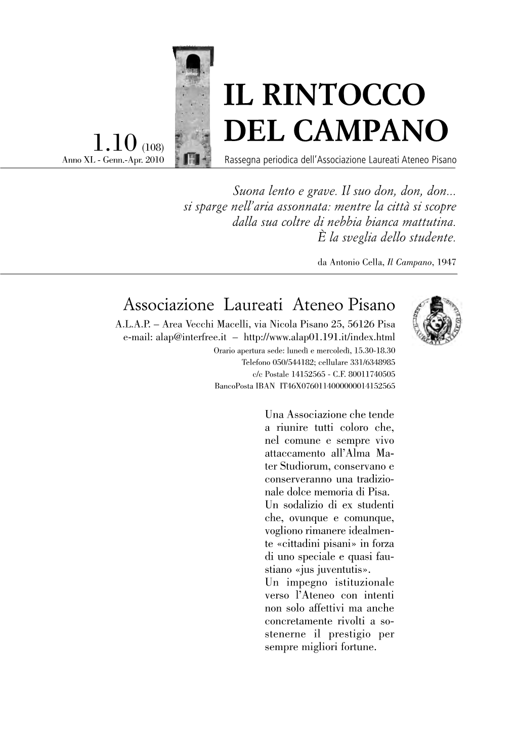 IL RINTOCCO DEL CAMPANO 1.10 (108) Anno XL - Genn.-Apr