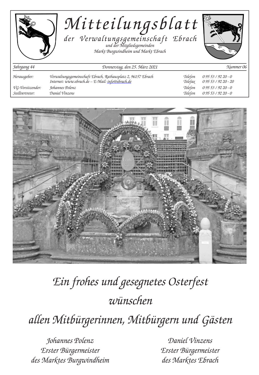 Mitteilungsblatt Der Verwaltungsgemeinschaft Ebrach Und Der Mitgliedsgemeinden Markt Burgwindheim Und Markt Ebrach