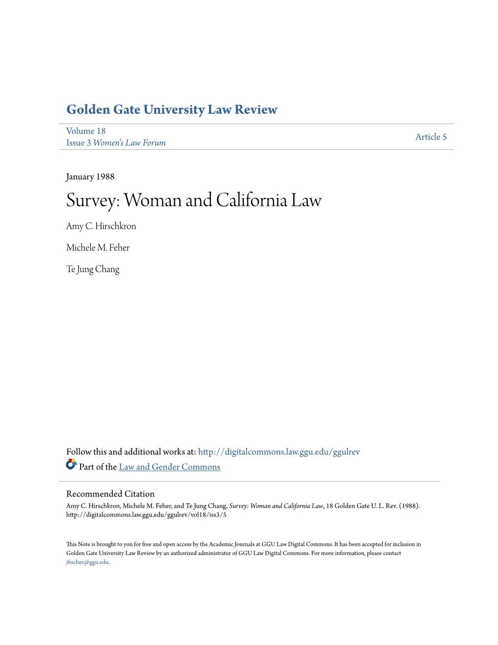 Woman and California Law Amy C