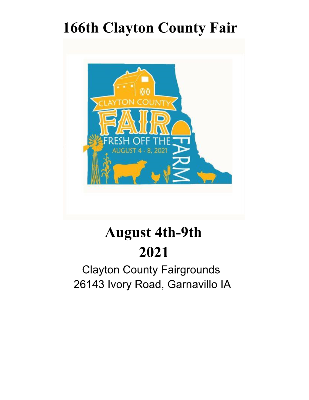 166Th Clayton County Fair August 4Th-9Th 2021