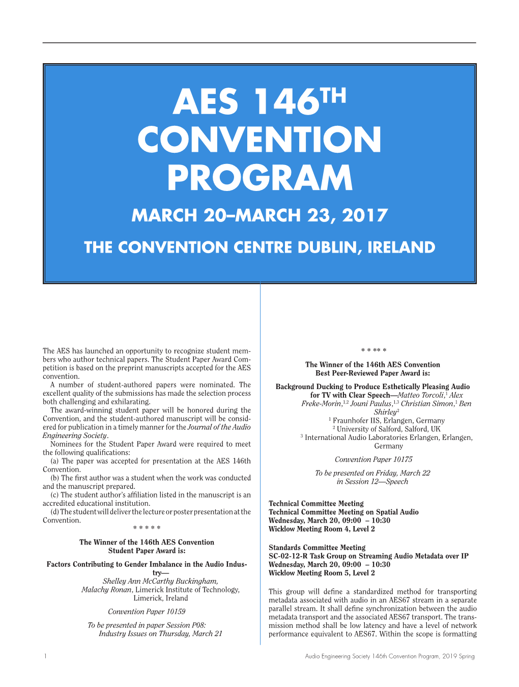 Convention Program March 20–March 23, 2017