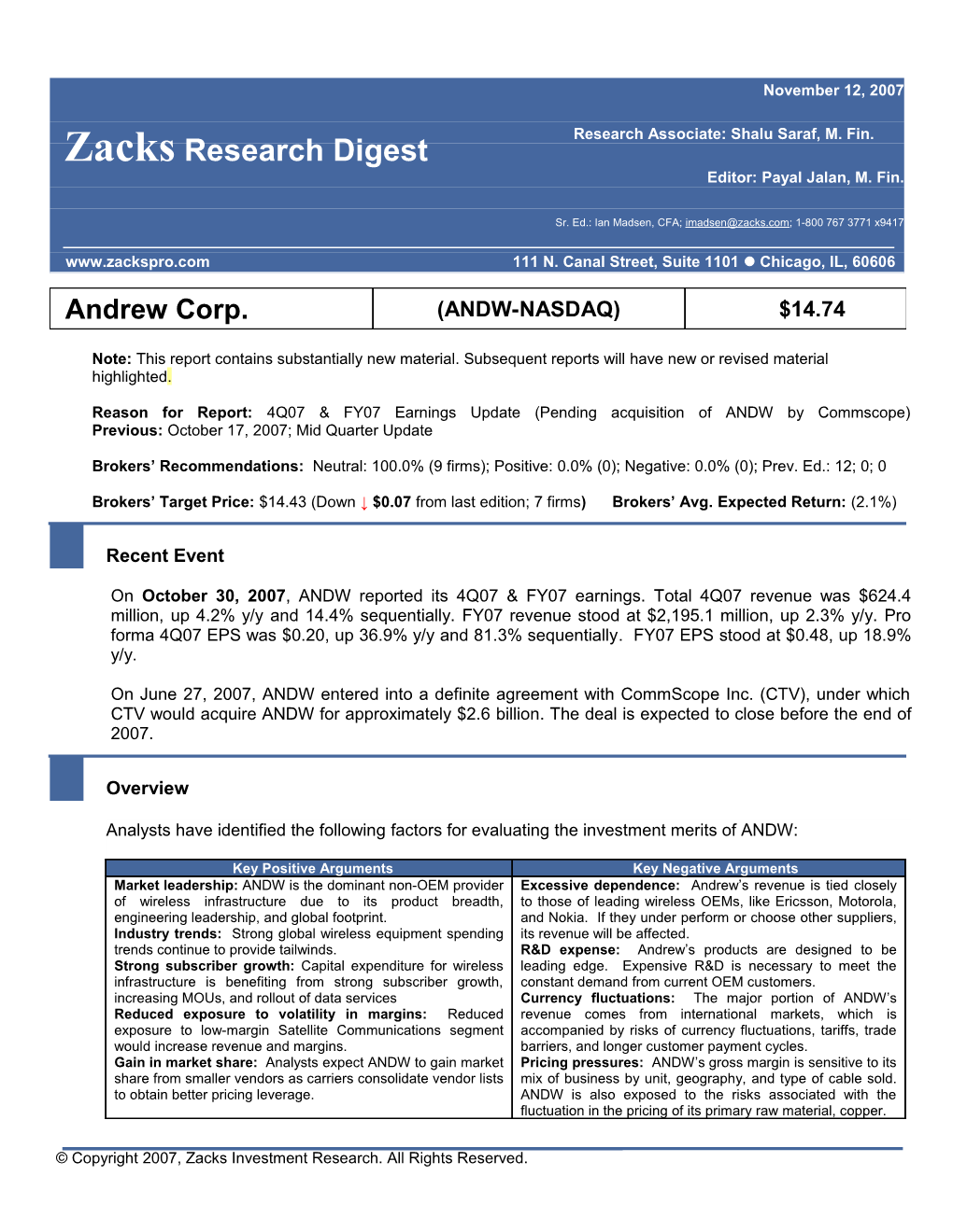 Research Associate: Shalu Saraf, M. Fin