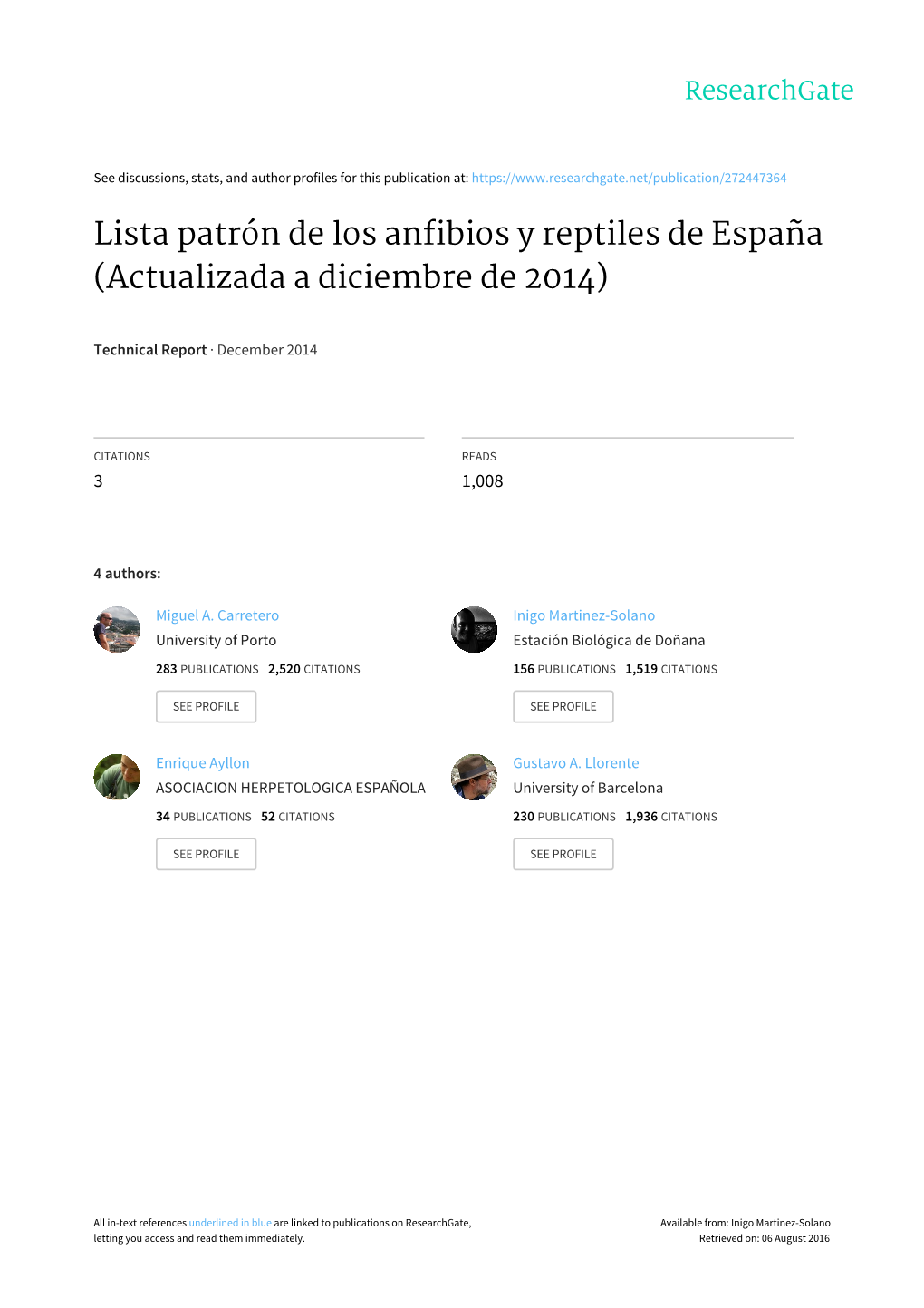 Lista Patrón De Los Anfibios Y Reptiles De España (Actualizada a Diciembre De 2014)