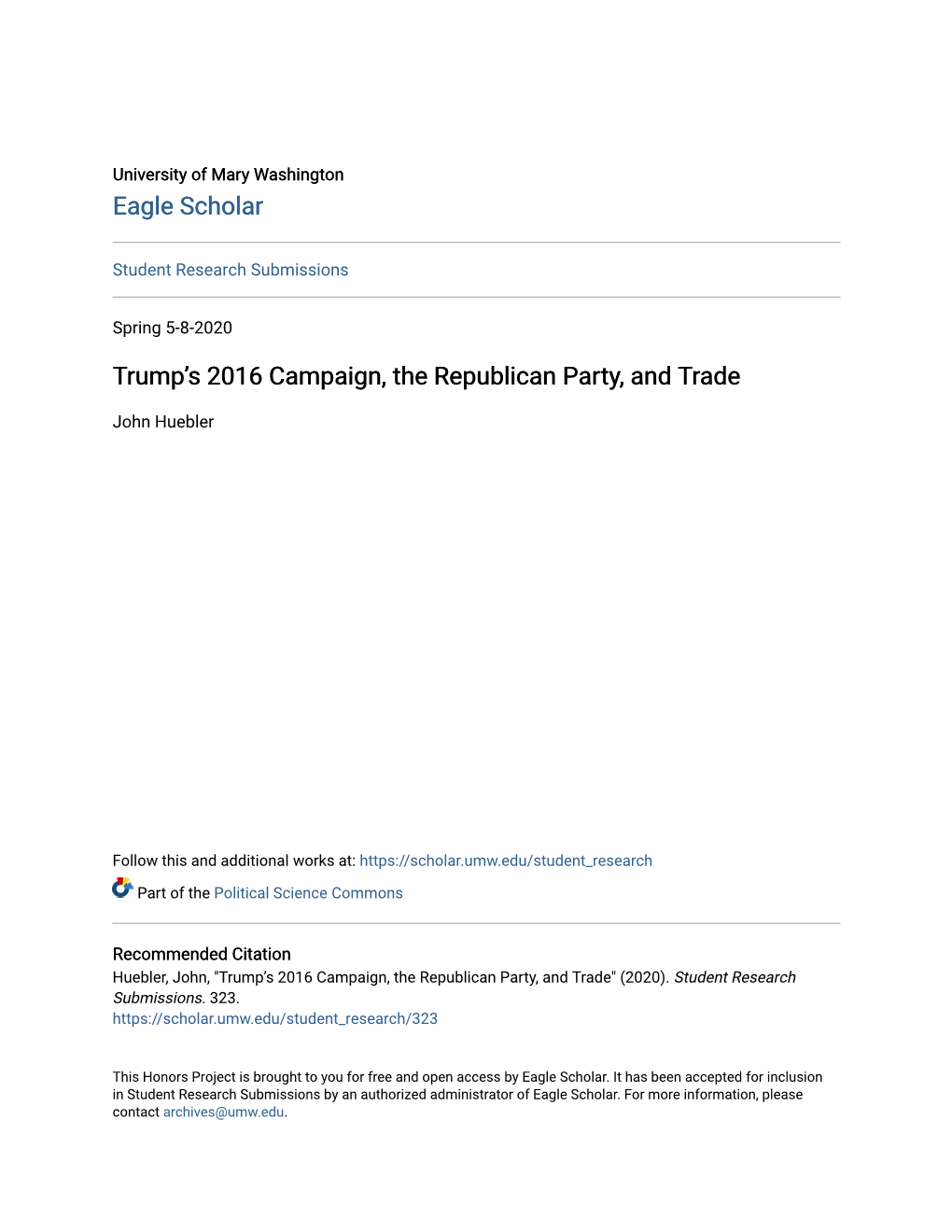 Trump's 2016 Campaign, the Republican Party, and Trade