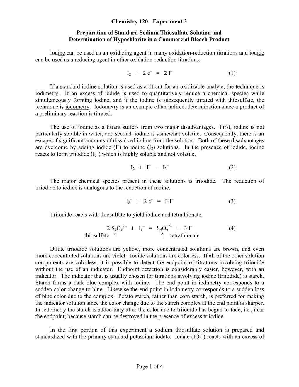 Chemistry 120: Experiment 5