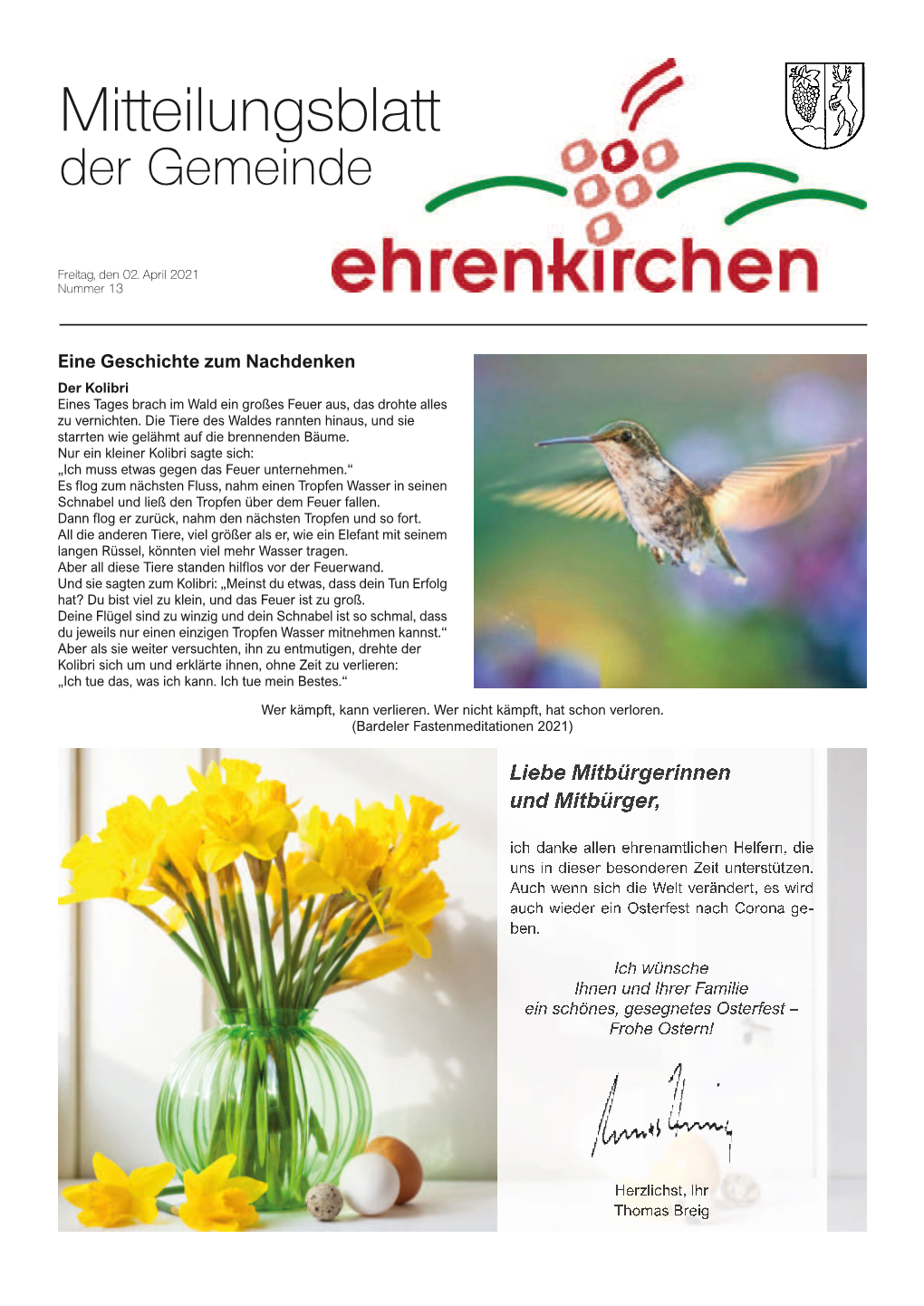 Mitteilungsblatt Der Gemeinde