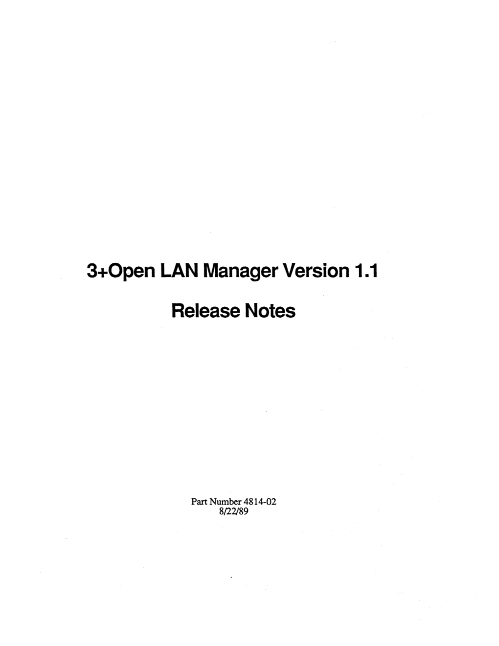 3+0Pen LAN Manager Version 1.1 Release Notes