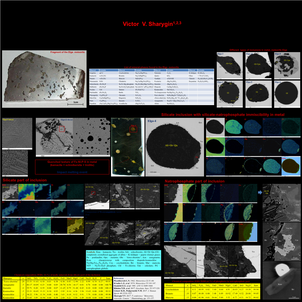 MINERALOGY of INCLUSION with SILICATE-NATROPHOSPHATE IMMISCIBILITY, METEORITE ELGA (IIE) Victor V