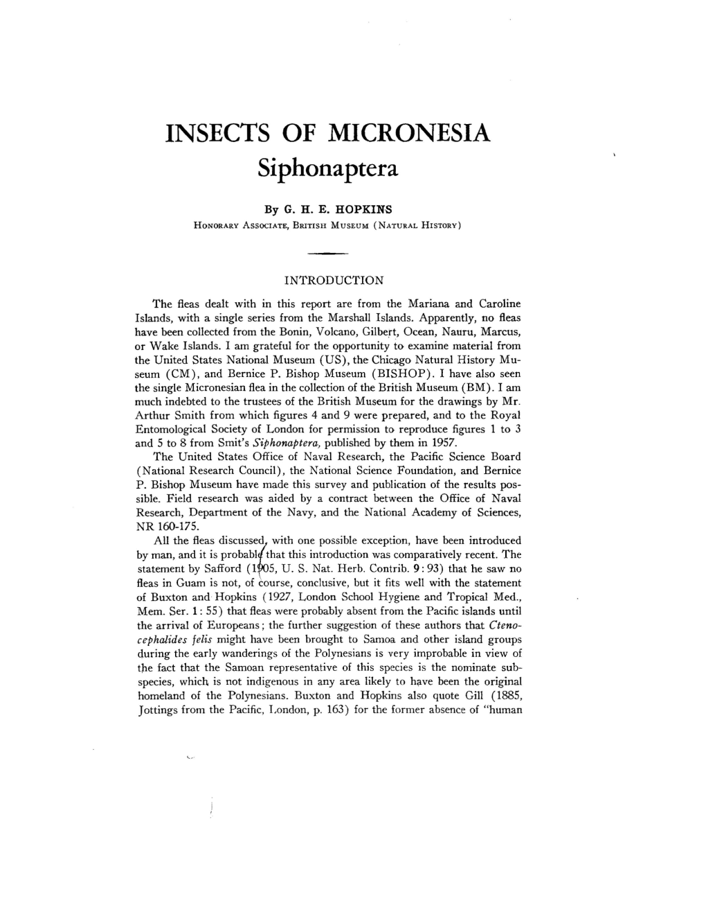 INSECTS of MICRONESIA Siphonaptera