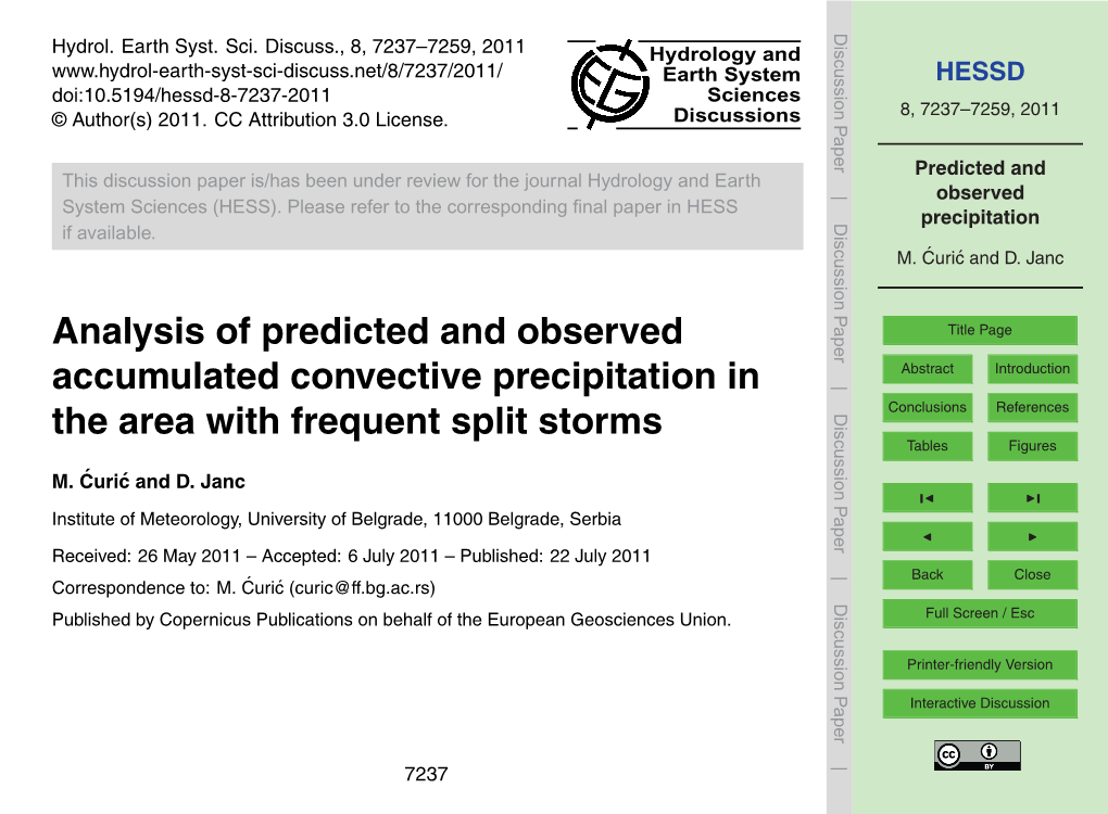 Predicted and Observed Precipitation
