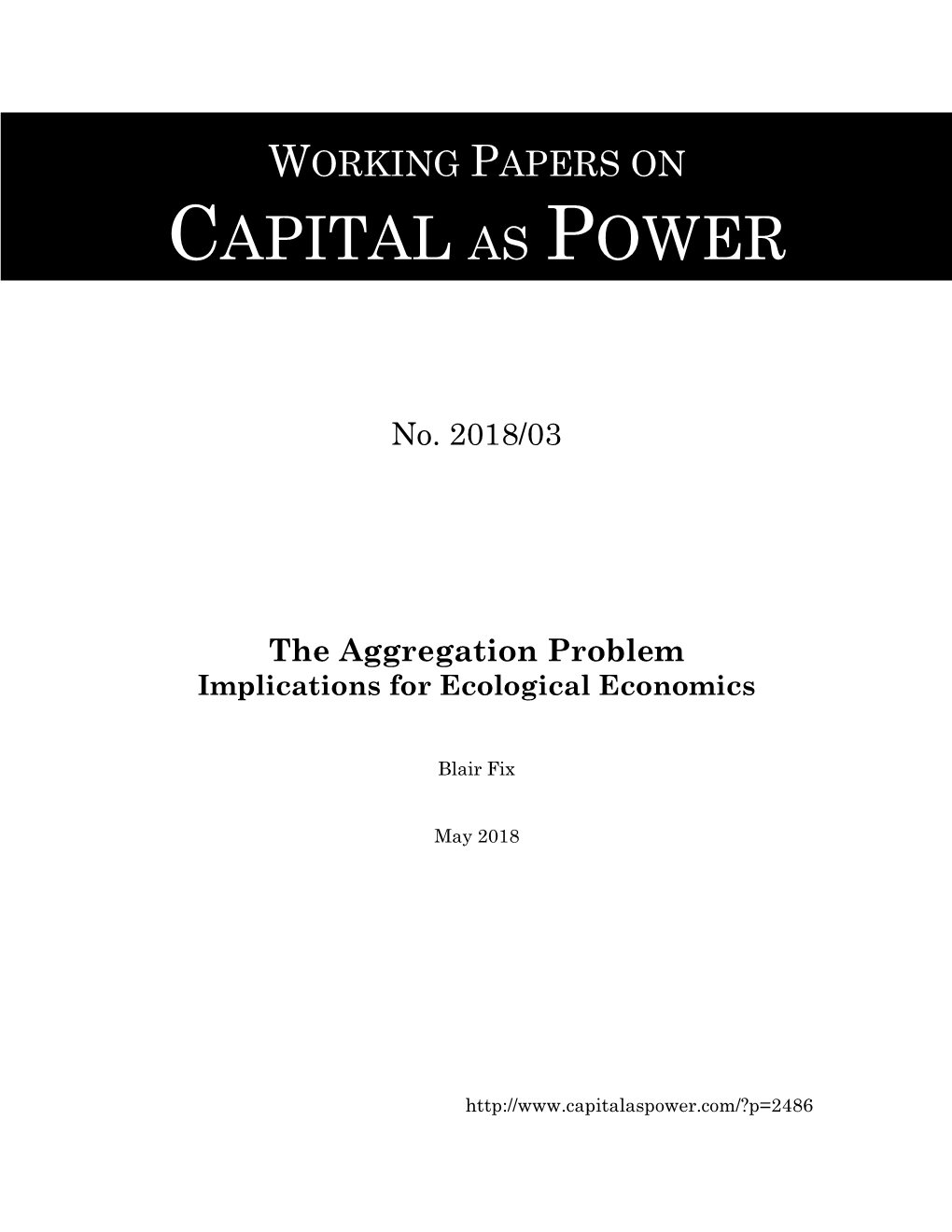 The Aggregation Problem Implications for Ecological Economics