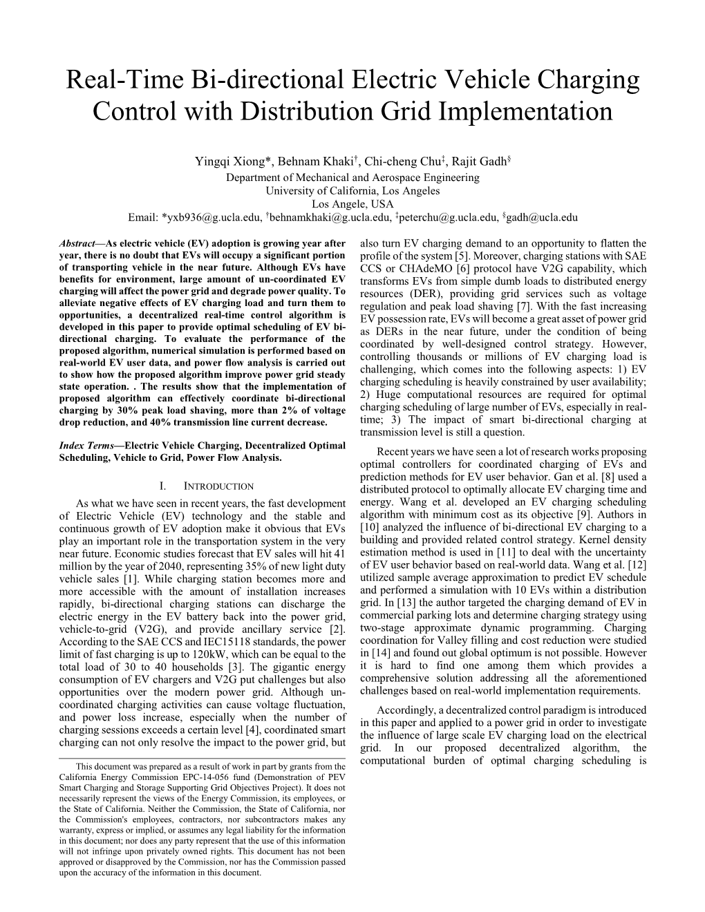 Real-Time Bi-Directional Electric Vehicle Charging Control with Distribution Grid Implementation