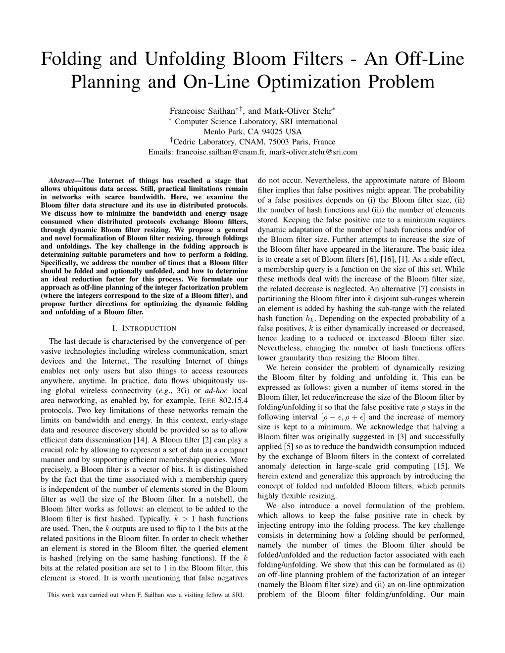 Folding and Unfolding Bloom Filters - an Off-Line Planning and On-Line Optimization Problem