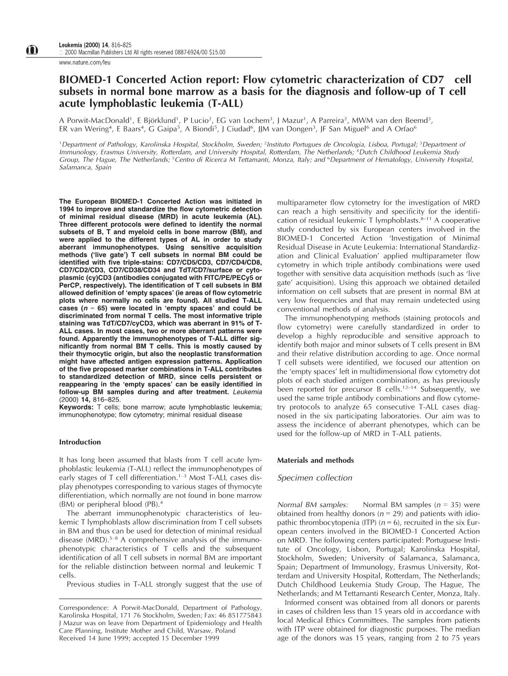 Flow Cytometric Characterization of CD71 Cell Subsets In