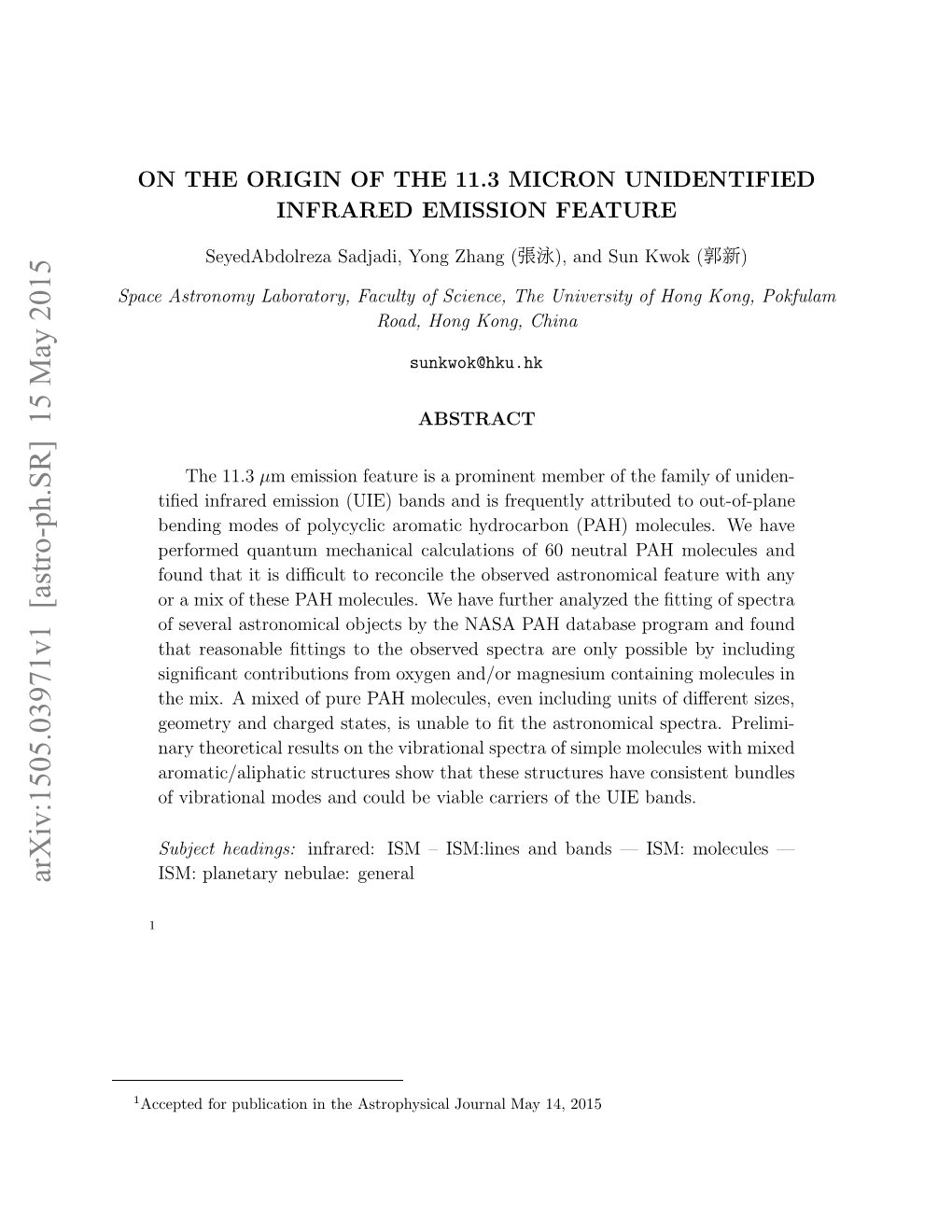 Arxiv:1505.03971V1 [Astro-Ph.SR] 15 May 2015 Pc Srnm Aoaoy Aut Fsine H Univer the Science, of Faculty Laboratory, Astronomy Space 1 NTEOII FTE1