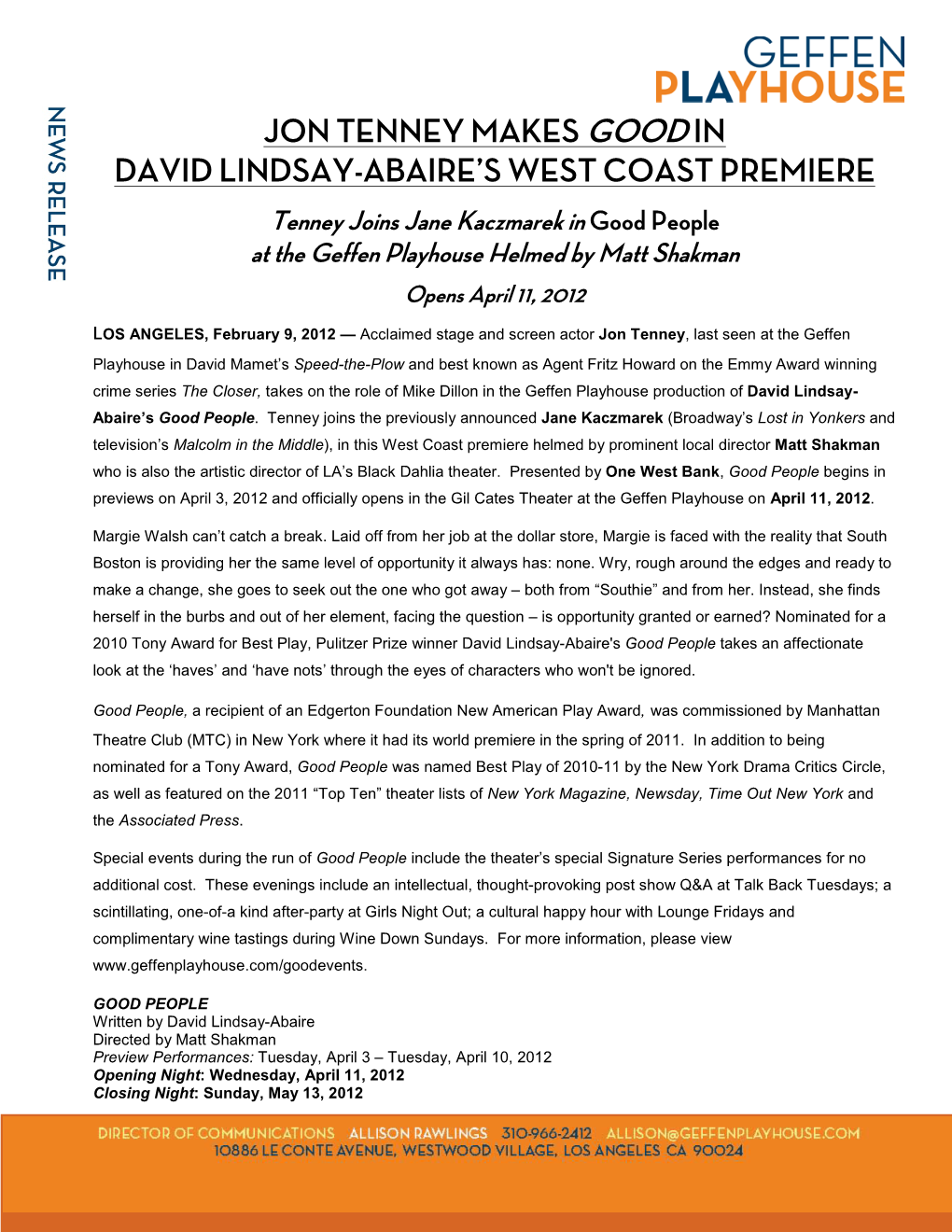 Jon Tenney Makes Good in David Lindsay-Abaire's West