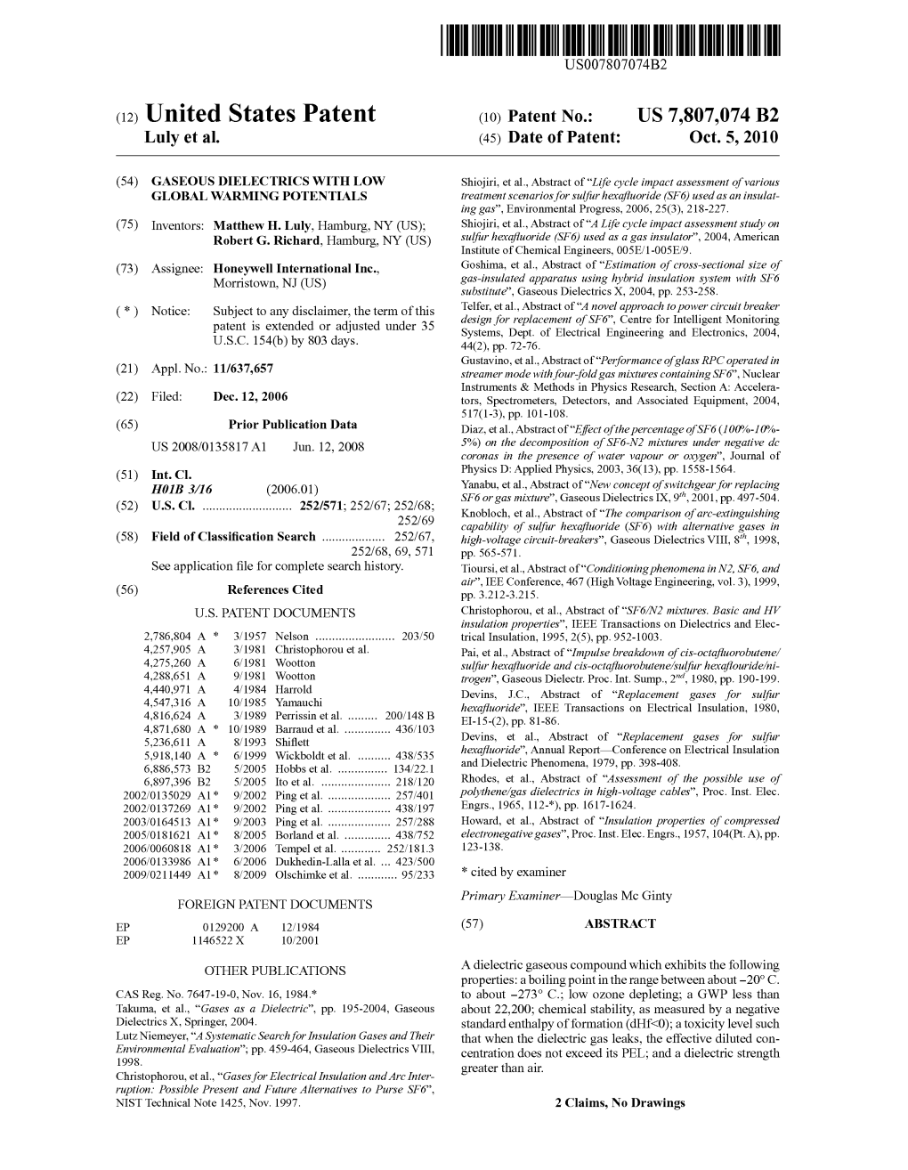 (12) United States Patent (10) Patent No.: US 7,807,074 B2 Luly Et Al