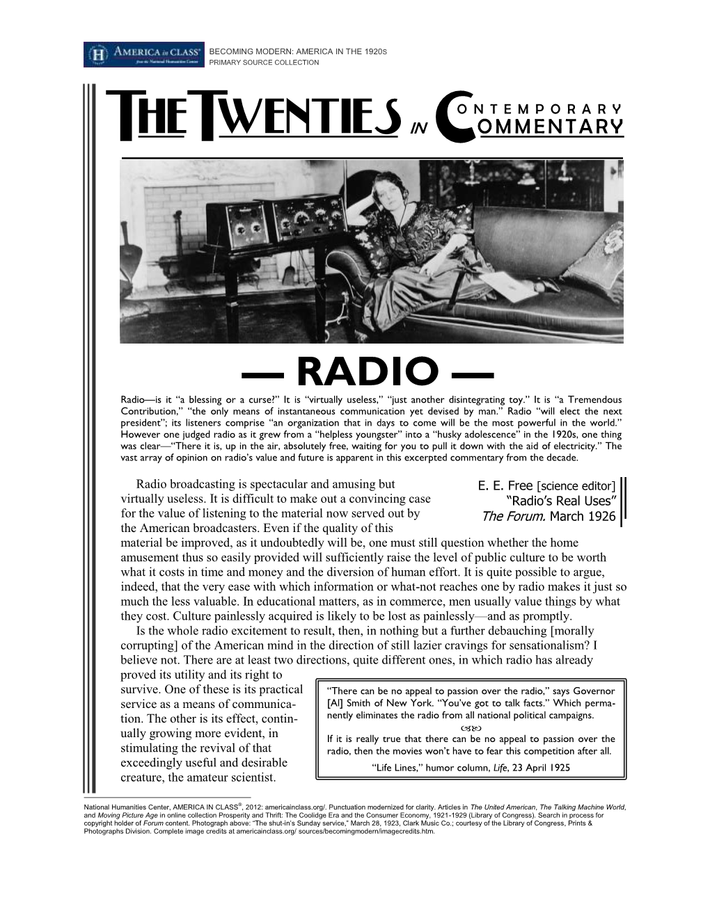 Radio in the 1920S