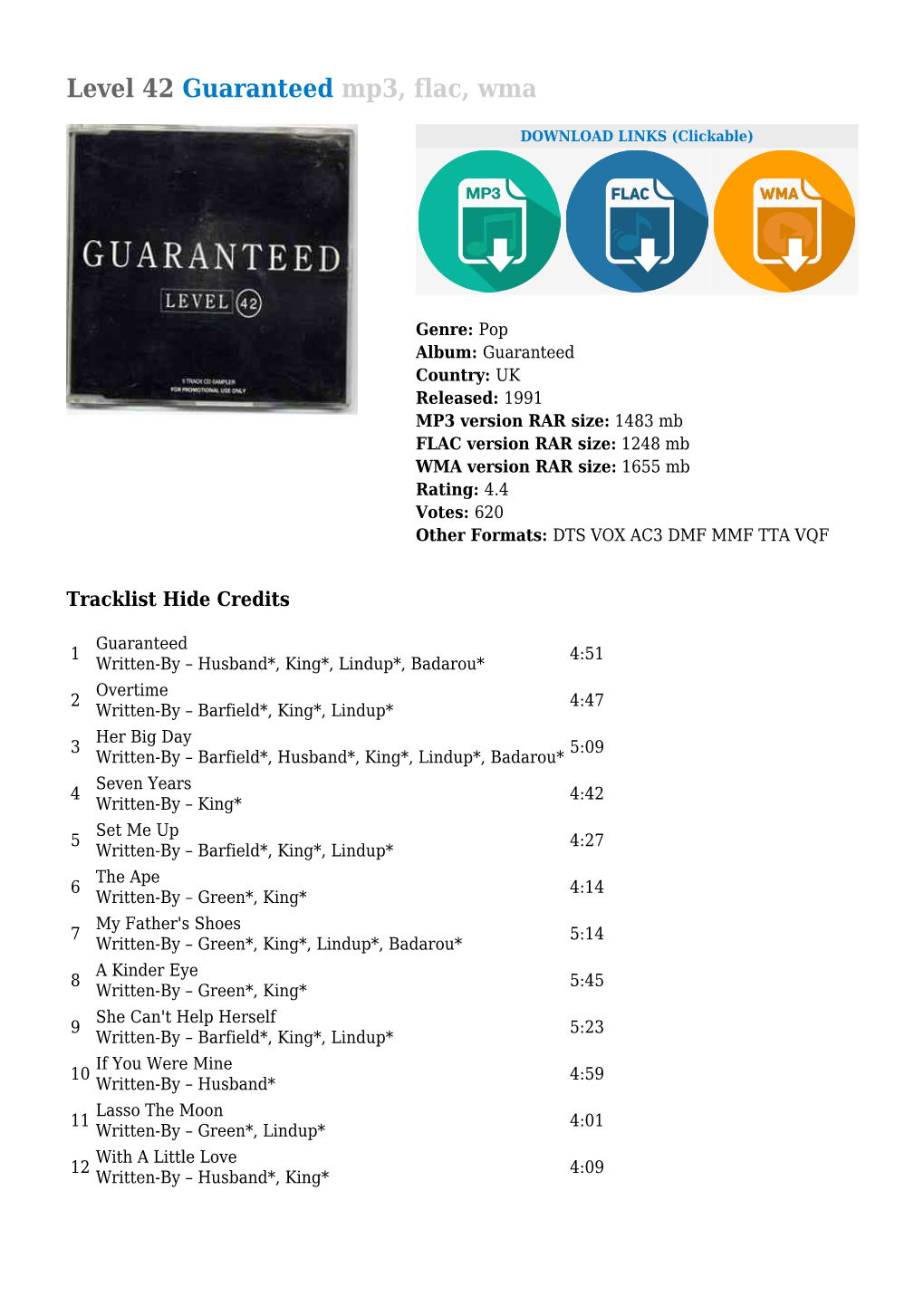 Level 42 Guaranteed Mp3, Flac, Wma