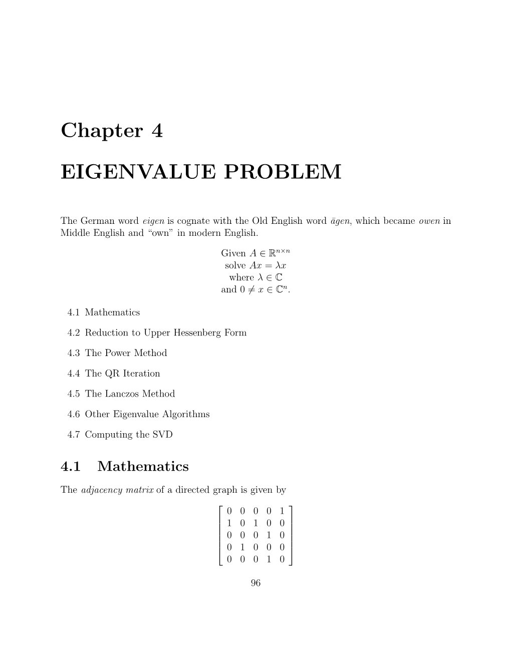 Chapter 4 EIGENVALUE PROBLEM