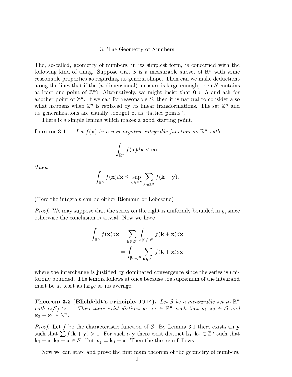 The Geometry of Numbers