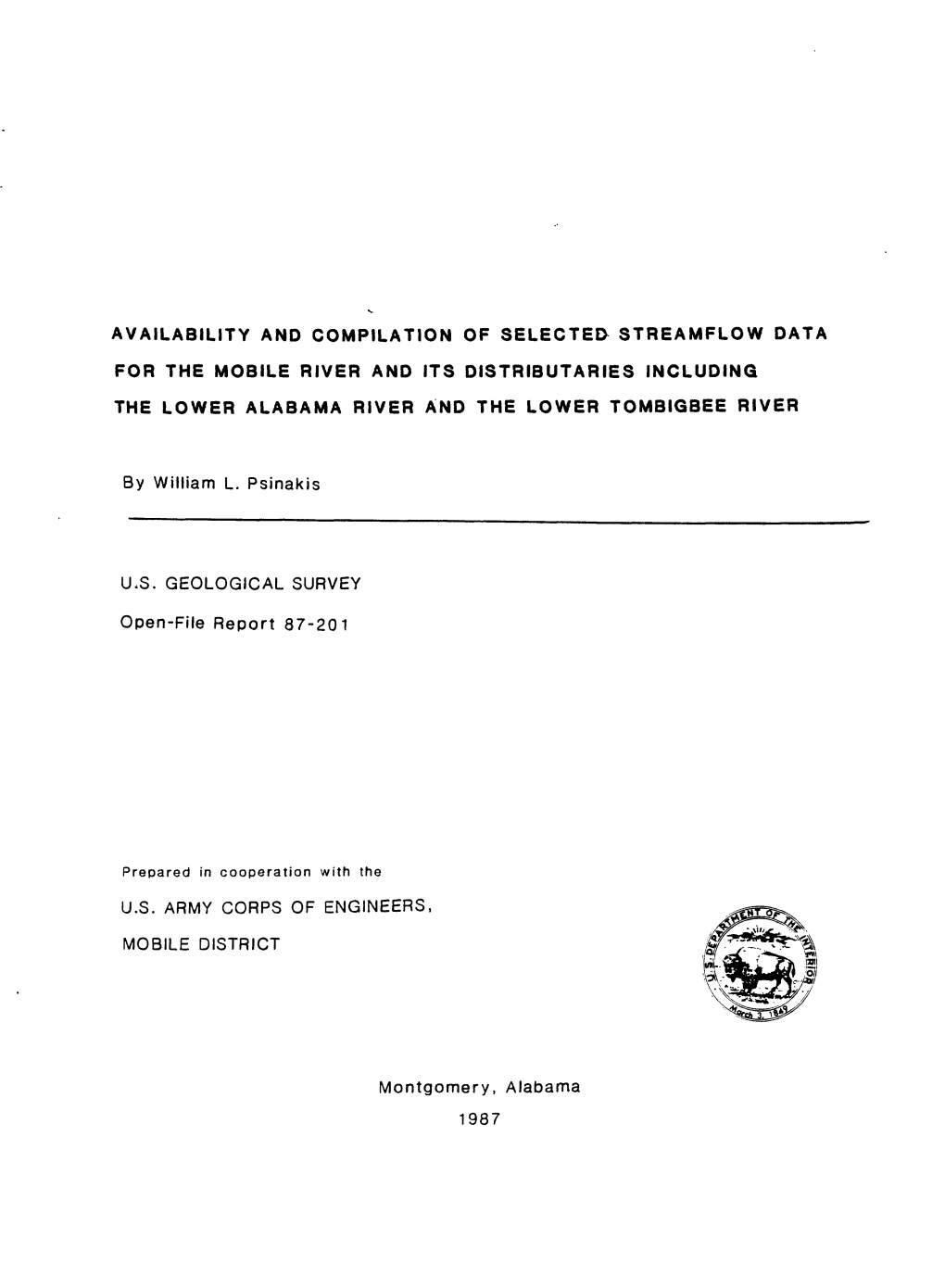 Availability and Compilation of Selected Streamflow Data