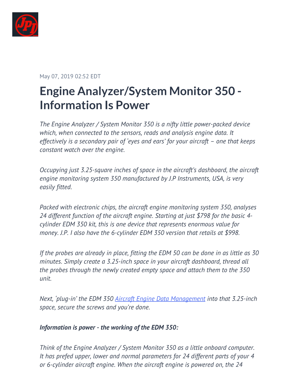 Engine Analyzer/System Monitor 350 - Information Is Power