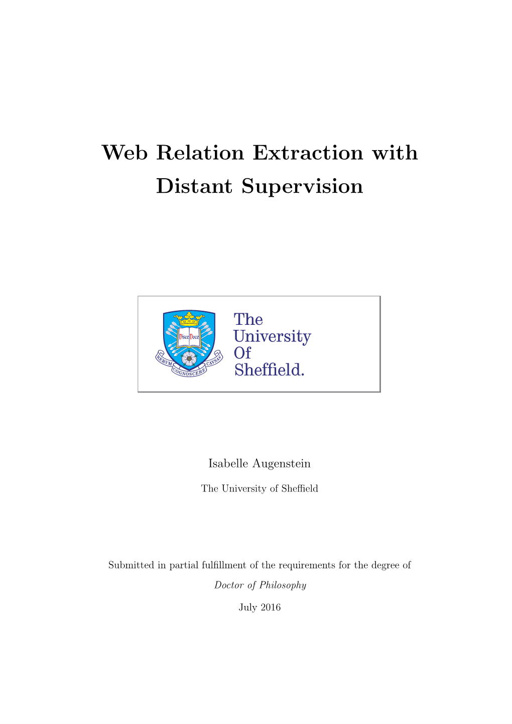 Web Relation Extraction with Distant Supervision