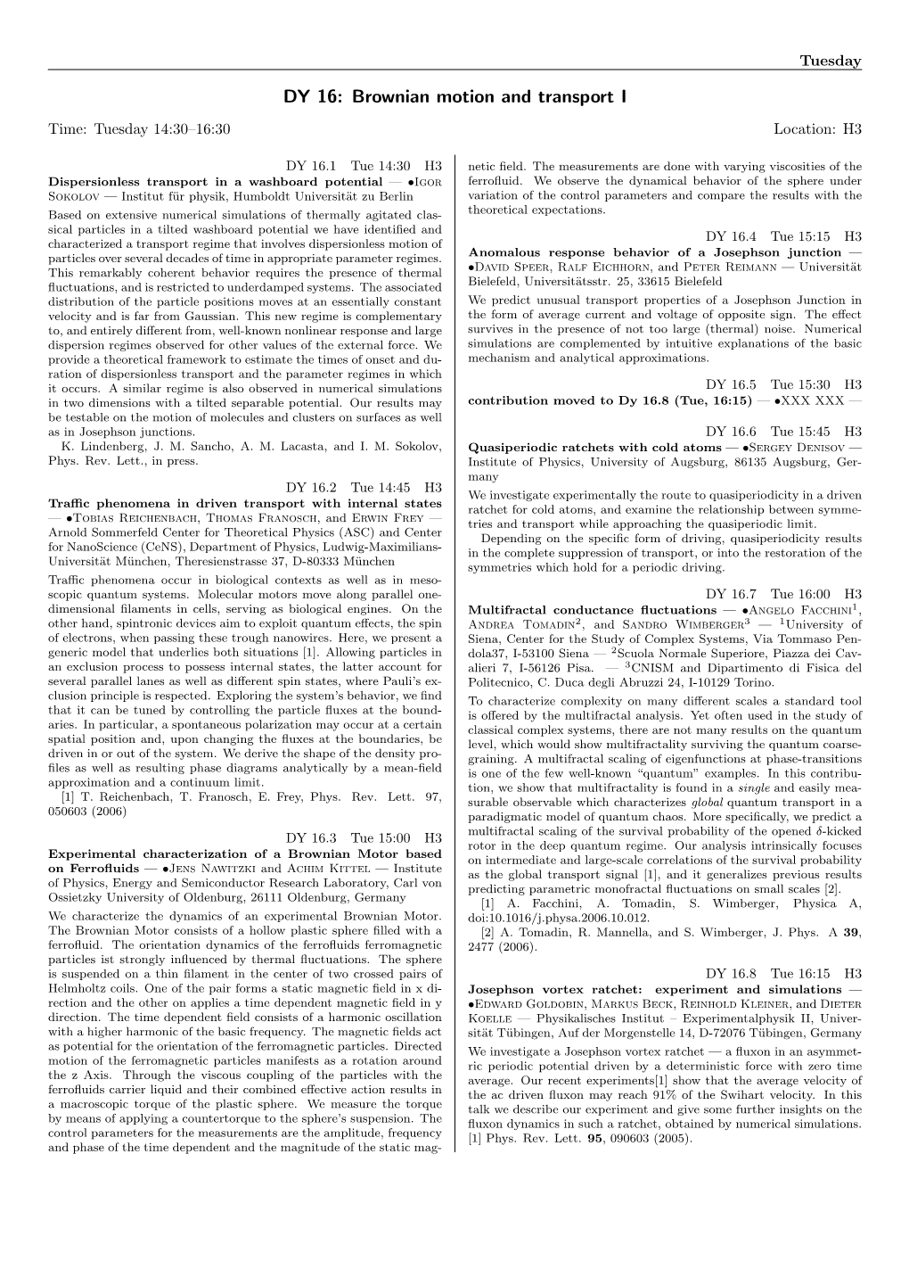 DY 16: Brownian Motion and Transport I