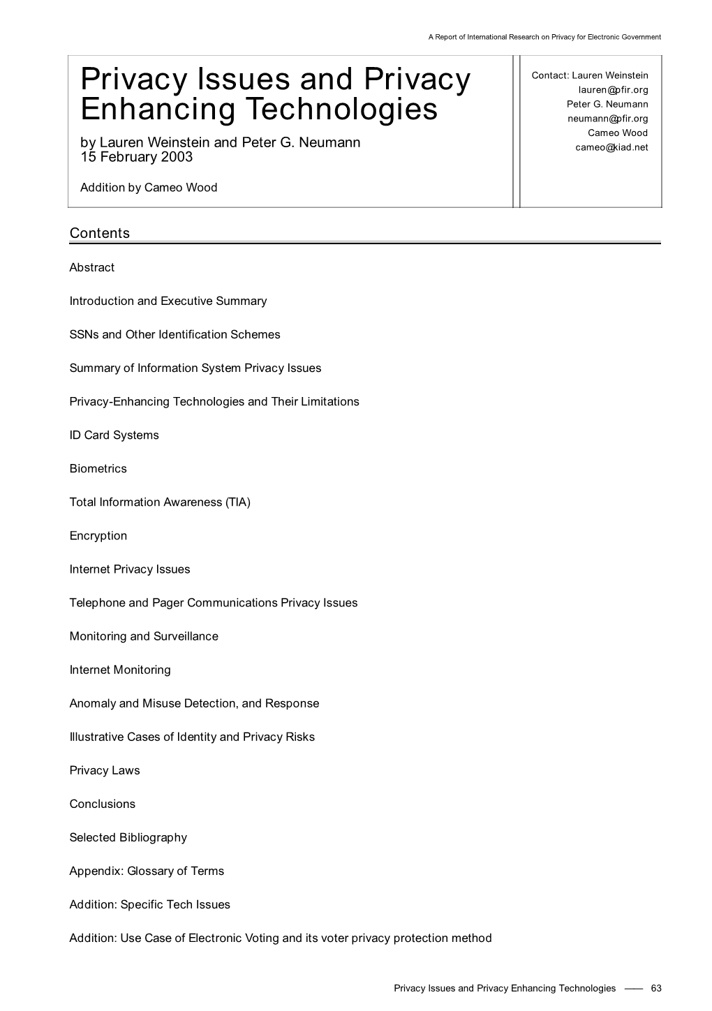 Privacy Issues and Privacy Enhancing Technologies —— 63 US E 04 03.4.2 12:35 ページ64