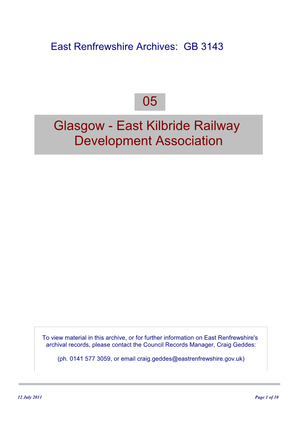 05 Glasgow - East Kilbride Railway Development Association