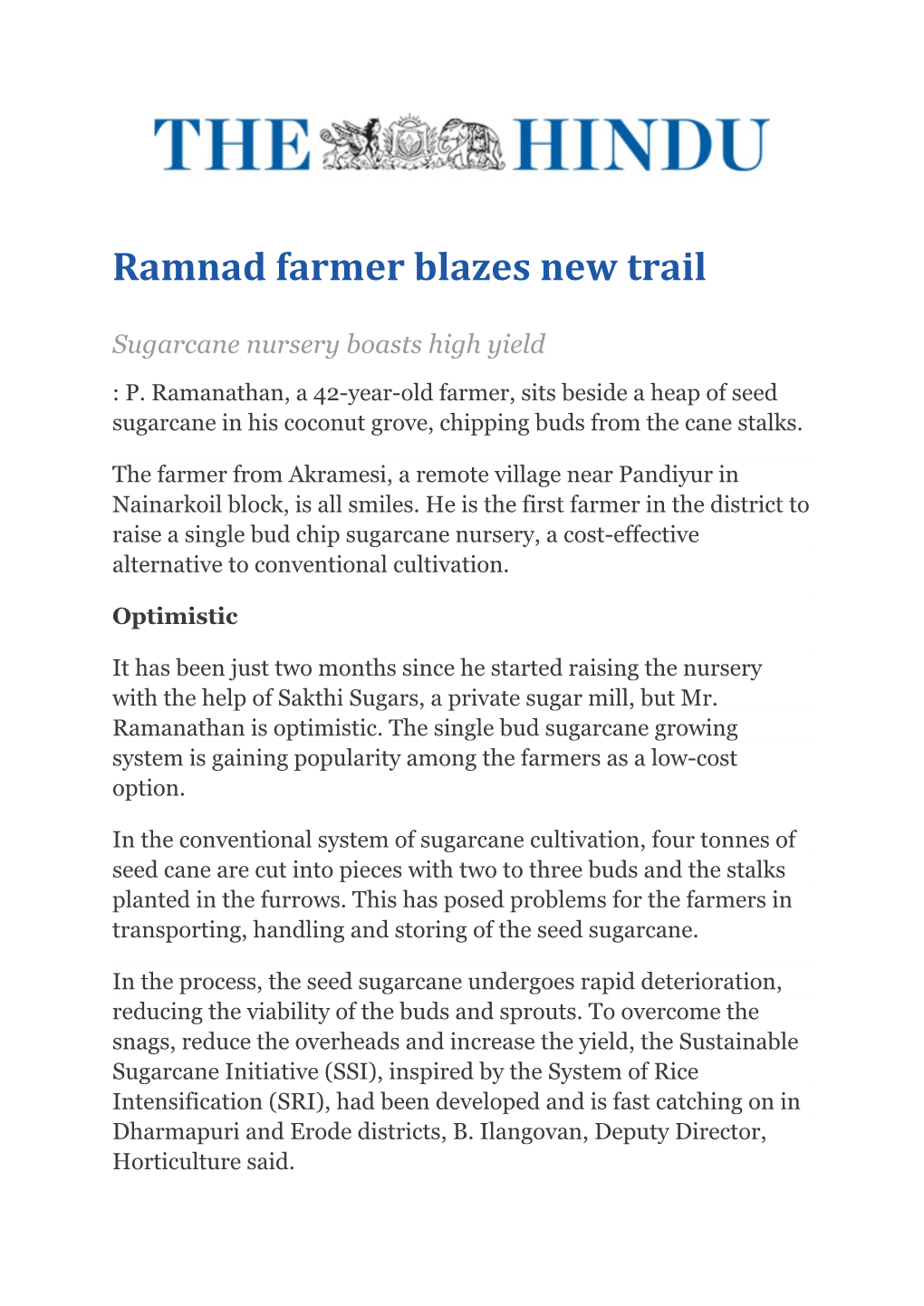 Ramnad Farmer Blazes New Trail