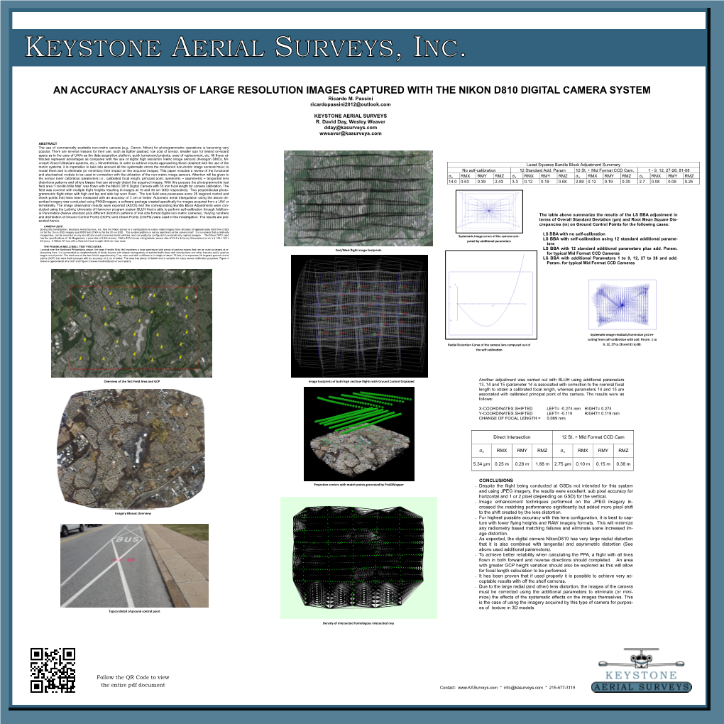 AN ACCURACY ANALYSIS of LARGE RESOLUTION IMAGES CAPTURED with the NIKON D810 DIGITAL CAMERA SYSTEM Ricardo M