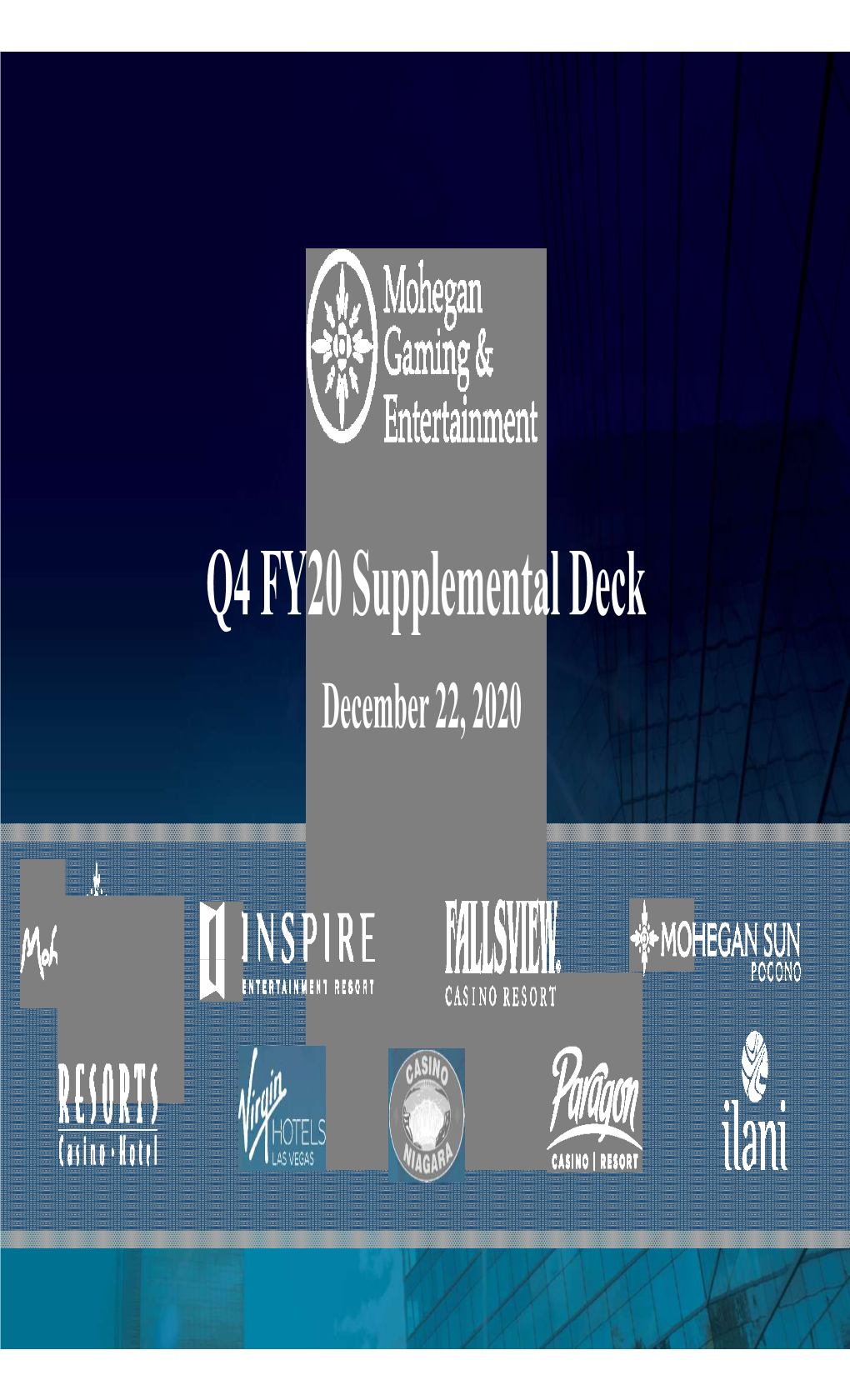 Q4 FY20 Supplemental Deck December 22, 2020