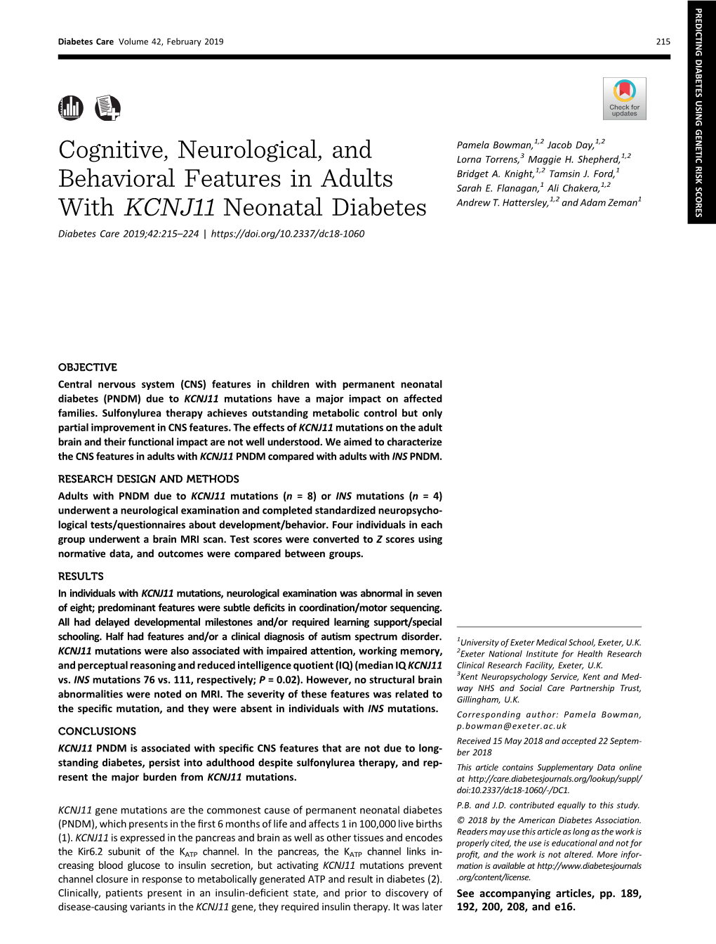 Cognitive, Neurological, and Behavioral Features in Adults With