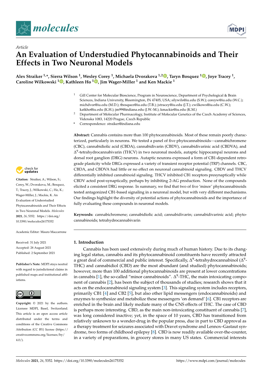 An Evaluation of Understudied Phytocannabinoids and Their Effects in Two Neuronal Models