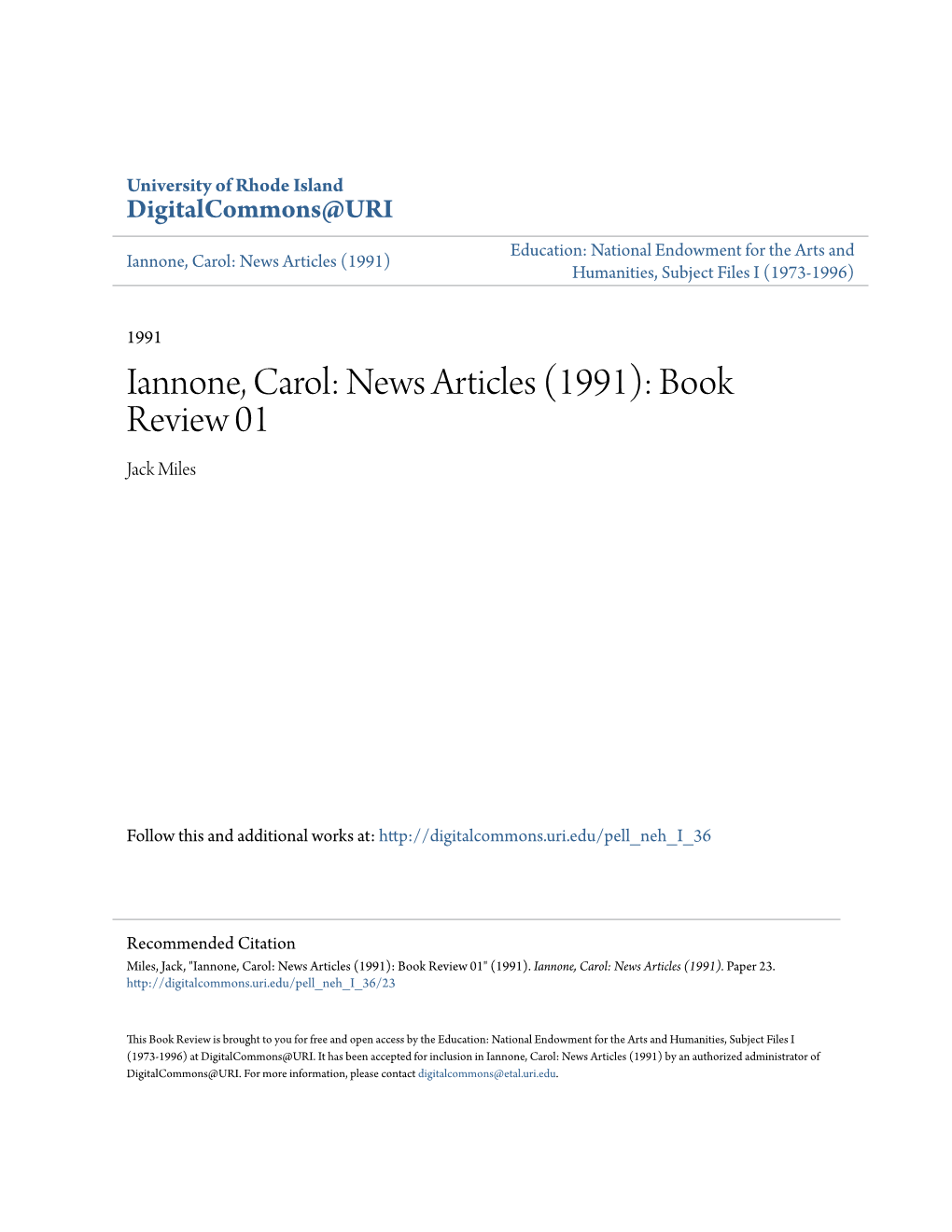 News Articles (1991): Book Review 01 Jack Miles