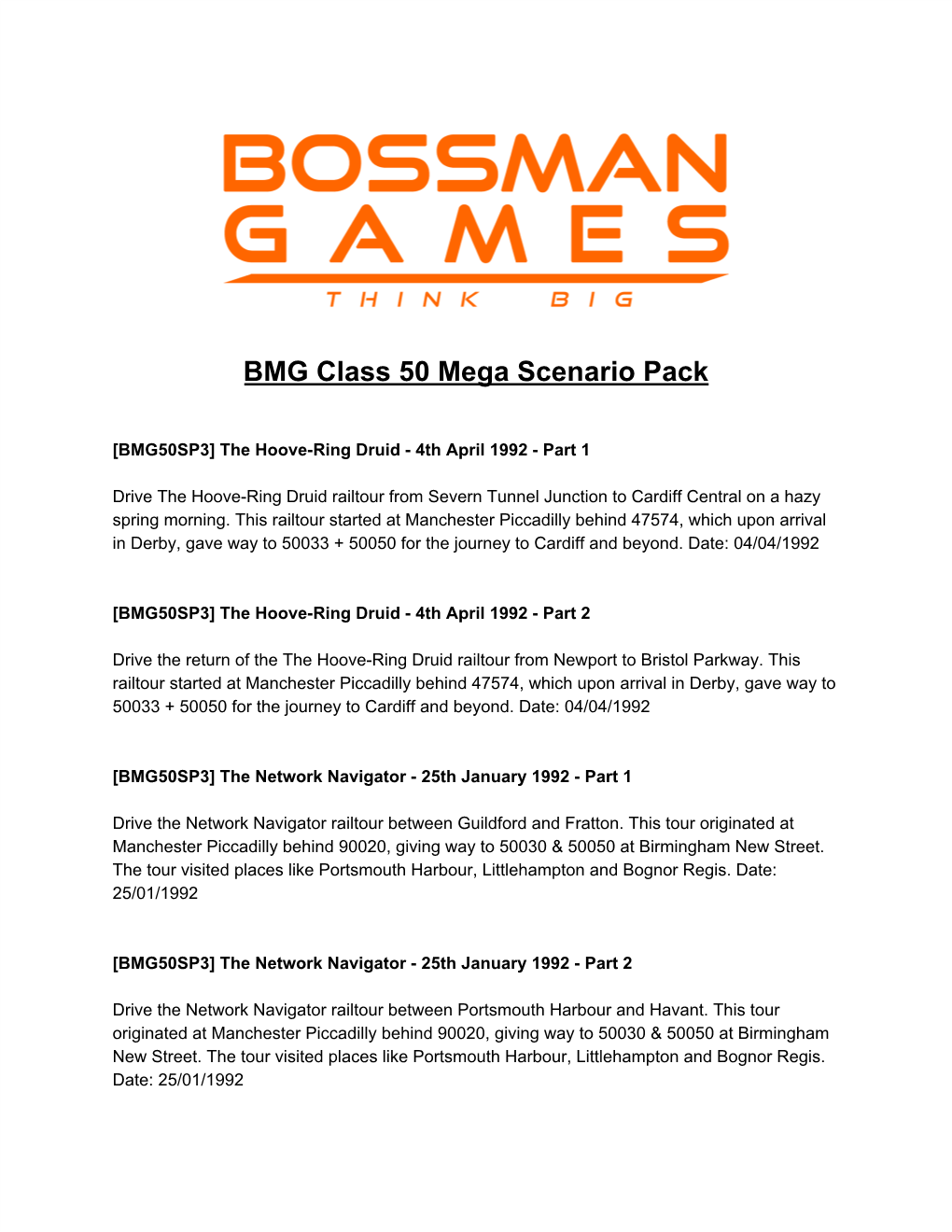 BMG Class 50 Mega Scenario Pack