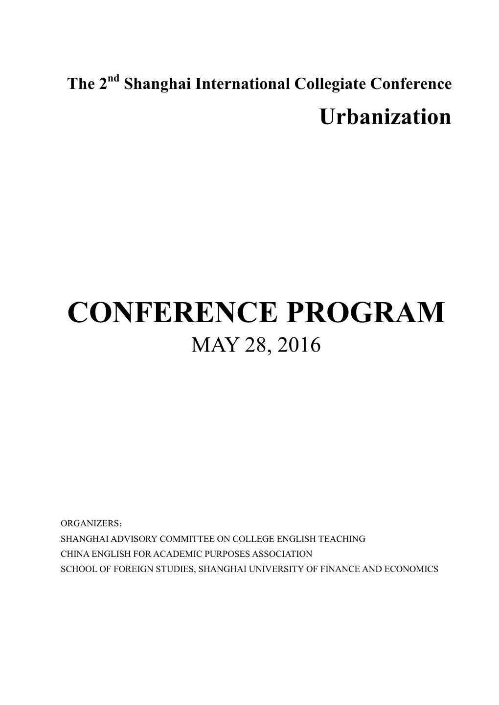 Conference Program May 28, 2016