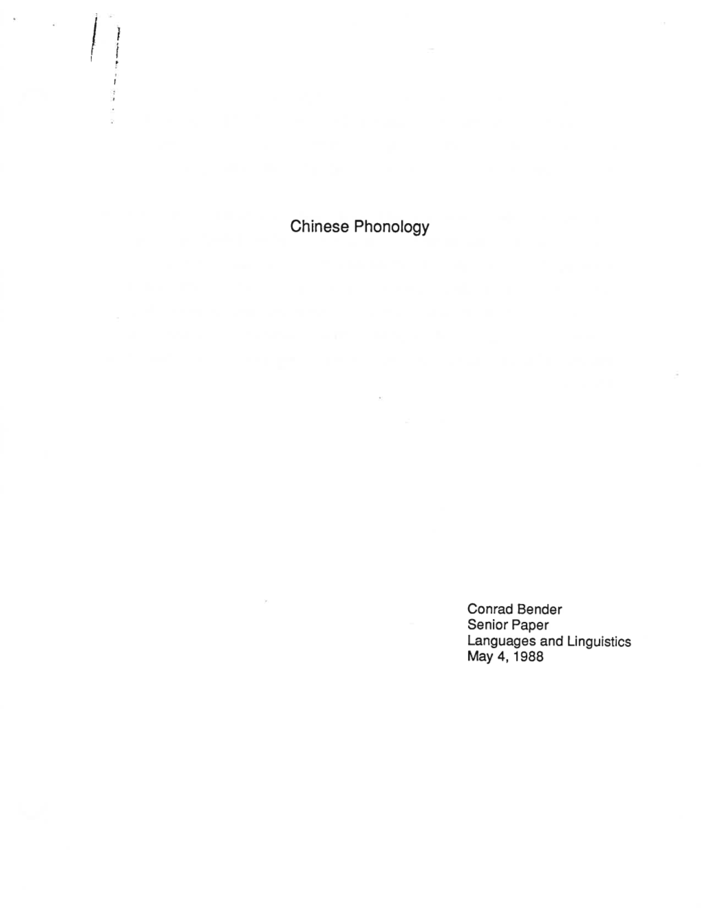 Chinese Phonology