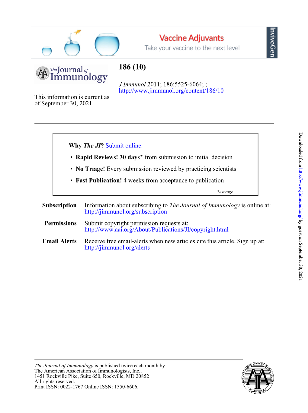 Of July 17, 2021. This Information Is Current As 2011; 186:5525-6064; ; J Immunol 4 Weeks