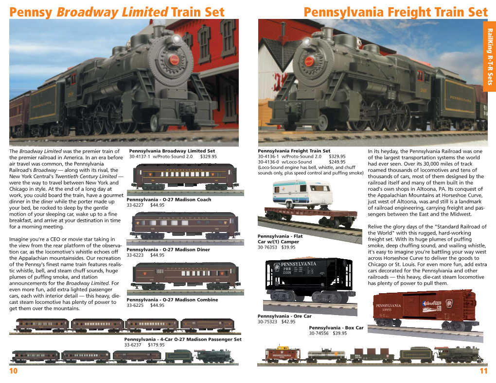 Pennsy Broadway Limited Train Set Pennsylvania Freight Train Set Railking R-T-R Sets