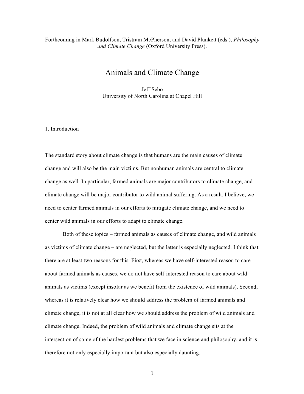 Animals and Climate Change