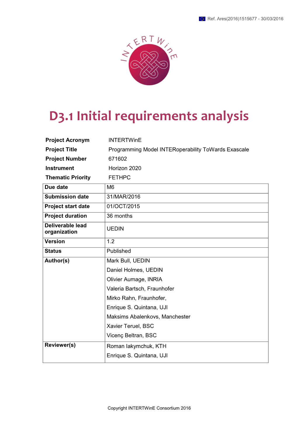 D3.1 Initial Requirements Analysis