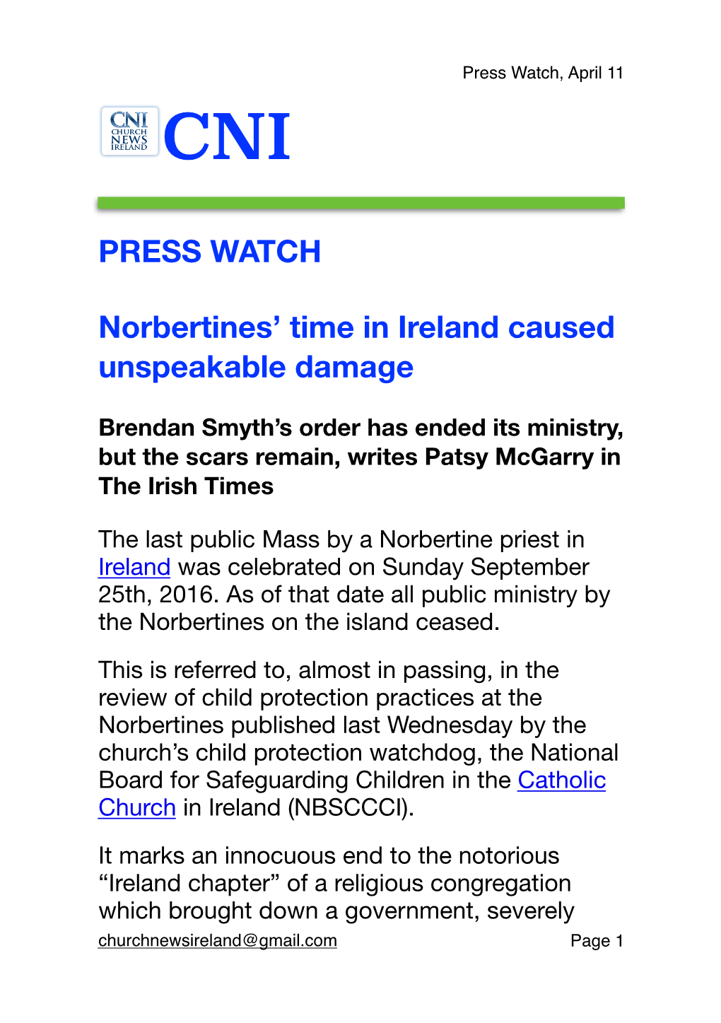 CNI -Press Watch April 11