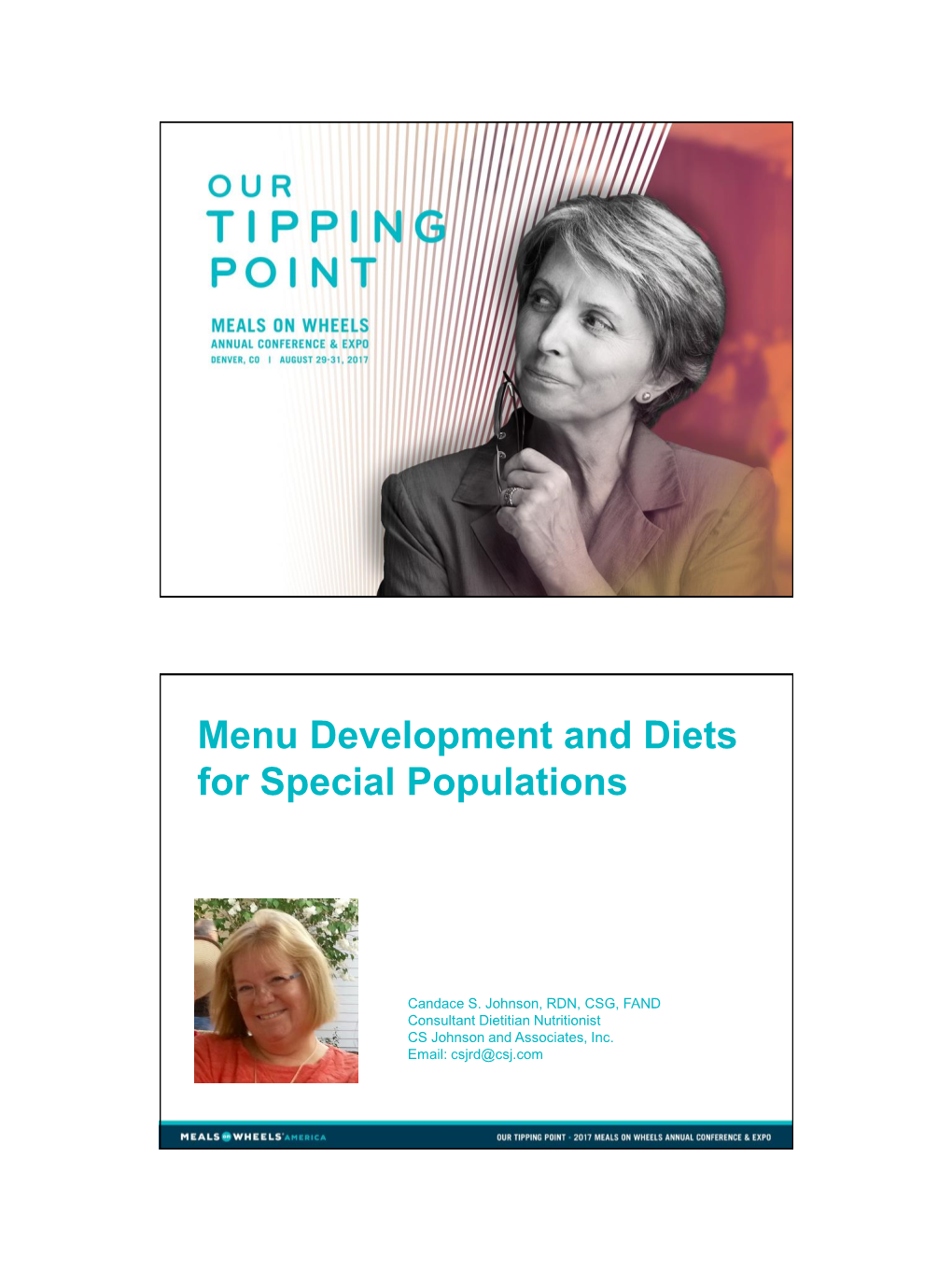 Menu Development and Diets for Special Populations